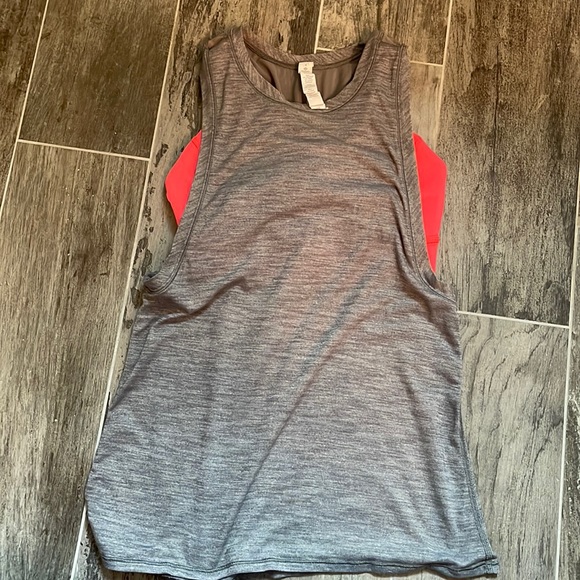 LULULEMON Rare Grey Tank with Orange Built In Sports Bra Size 4 - Picture 1 of 8